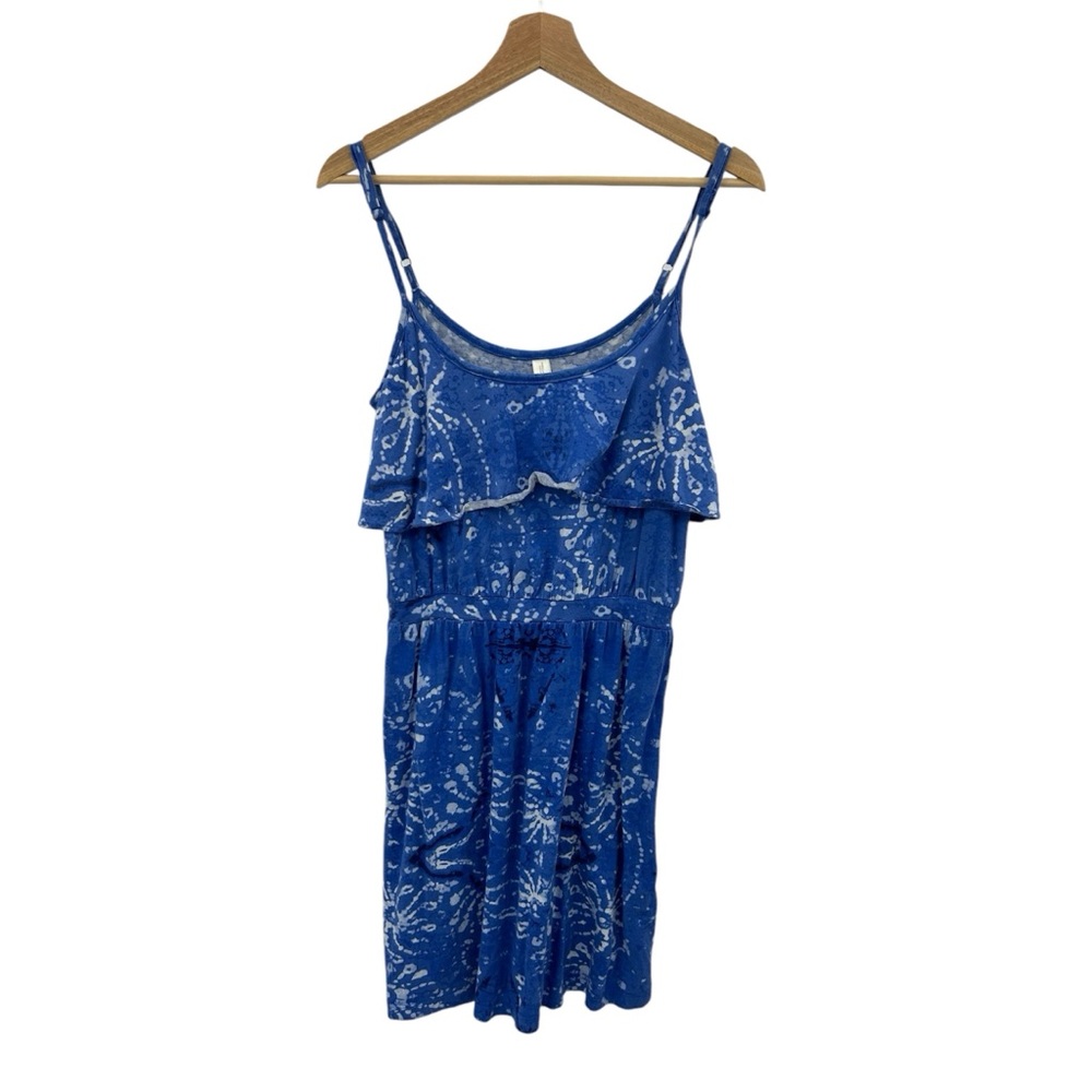 Threads 4 Thought Blue White Tie Dye Print Cotton Mini Strappy Dress